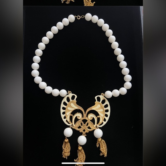 Jules Van Rouge Beaded Necklace with Tassel Accents